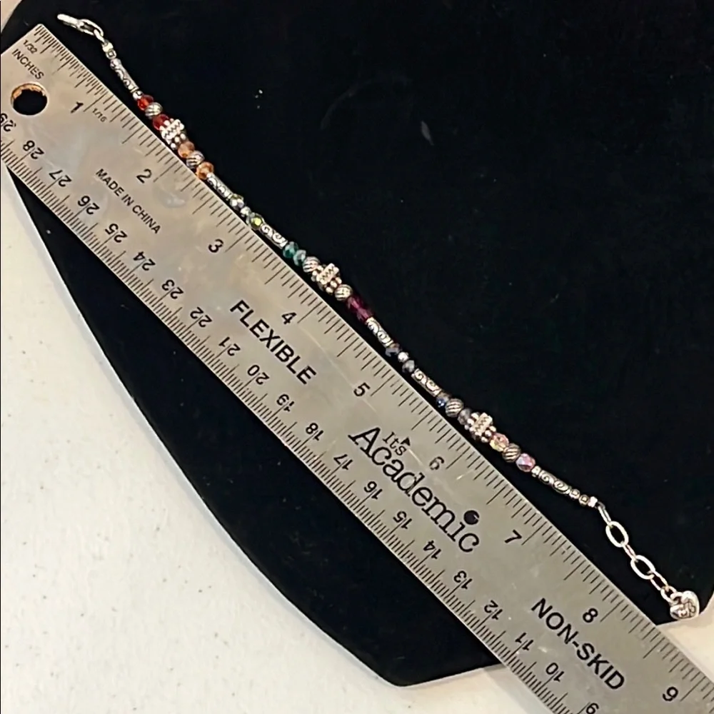 Brighton Multicolor Beaded Bracelet with Silver Charm & Multicolor Crystals 8” . - Picture 7 of 7